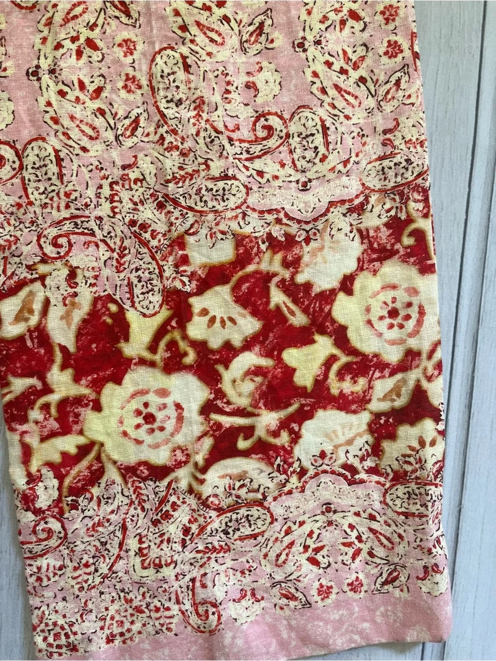 New Zara linen blend pink paisley print pull on flowy trouser pant. Size XS.